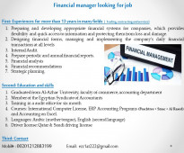 Financial manager looking for job in Bahrain