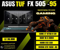 لاب توب ASUS TUF FX 95 جيمينج من العيار التقيل جدا كور I7 جيل تاسع رام 16 هارد 512 NVME بفيجا NVIDIA GTX 1650 - 4G