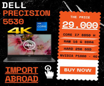 لاب DELL PRECISION 5530 تاتش اسكرين 4K كور I7 جيل ثامن بفيجا NVIDIA T1000 4G DDR5