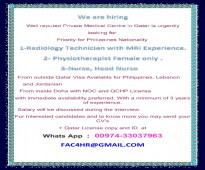 1-Radiology Technician with MRI Experience.